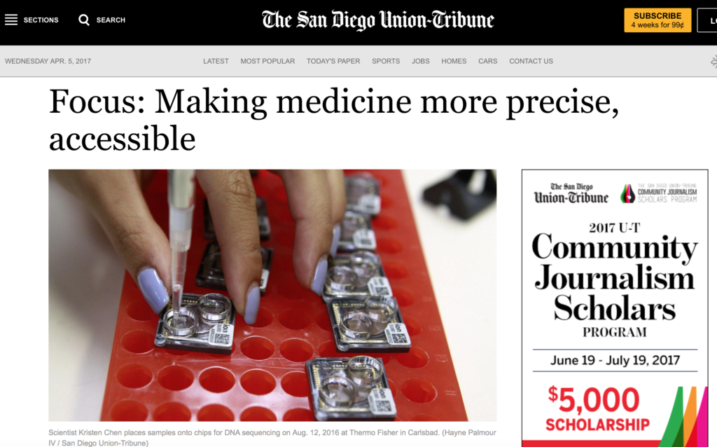 CureMatch Mentioned in San Diego Union-Tribune Article About Personalized Medicine