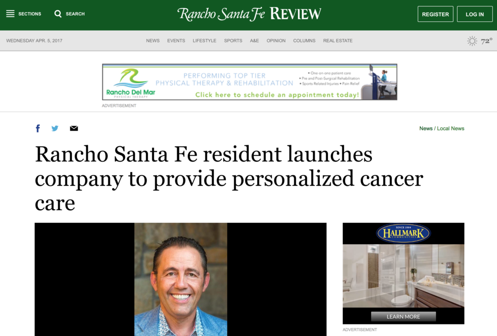 CureMatch CEO Blaise Barrelet Featured in Rancho Sante Fe Review