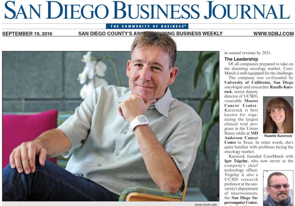 CureMatch Featured On Cover of San Diego Business Journal
