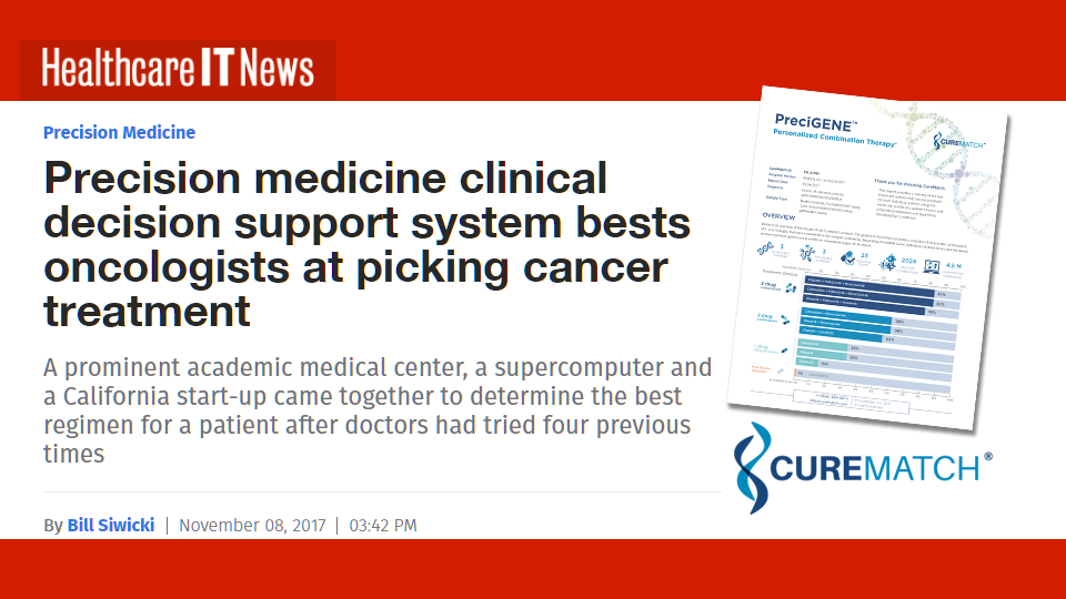 HealthcareIT News Article Shows CureMatch Platform Helps Oncologists